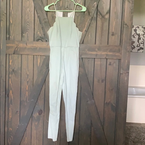 bcbg denim jumpsuit